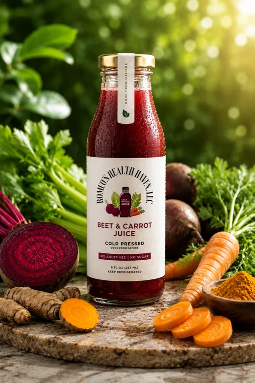 Beet and carrot juice brand artwork